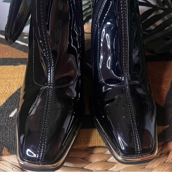 Black Patent Leather Ankle Boots - Picture 2 of 5